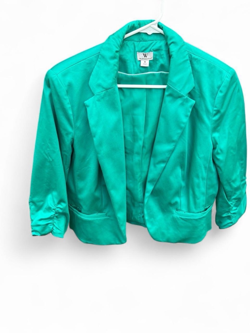Worthington Teal Cropped Women's Blazer Jacket size M